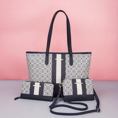 3pcs Tote Crossbody Wristlet Purse Set PU Leather Shoulder Bag Commuter Bag