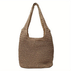 Large Capacity Straw Tote Bag Minimalist Summer Shoulder Bag All Match Woven Bag