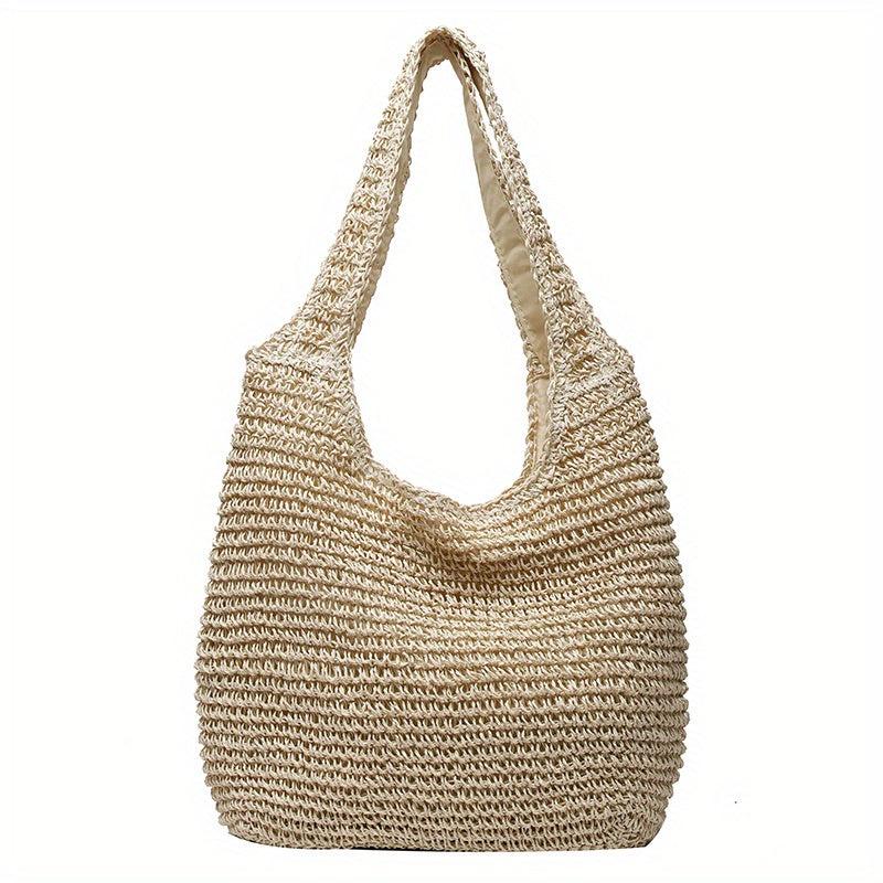 Large Capacity Straw Tote Bag Minimalist Summer Shoulder Bag All Match Woven Bag