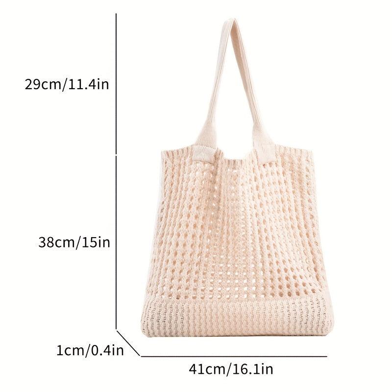 Solid Crochet Bag Hollow Out Knitted Tote Bag