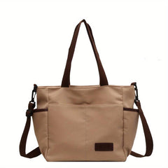 Retro Large Capacity Tote Bag Block Shoulder Bag Women's Casual Handbag