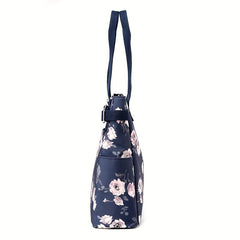 Floral Butterfly Print Tote Bag Large Capacity Shoulder Bag