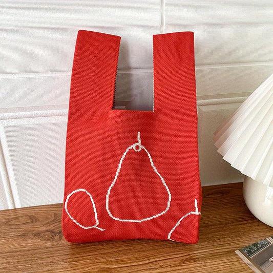 Random Pattern Knitted Casual Handbag Large Capacity Portable Versatile Tote Bag