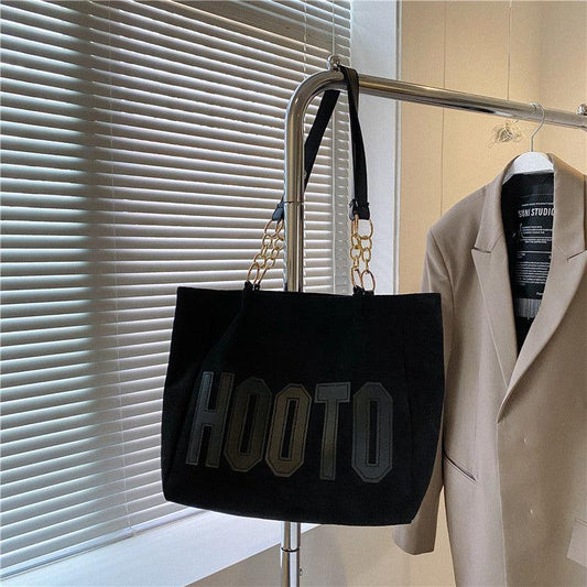 Suede Letter Graphic Tote Bag Shoulder Bag