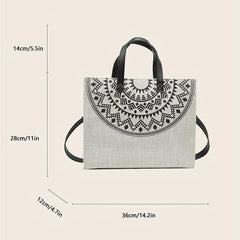 Ethnic Style Linen Tote Bag Reusable Grocery Shopping Bag
