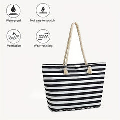 Large Beach Tote Bag Women's Zipper Shoulder Bag Portable Travel Storage