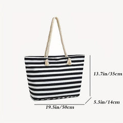 Large Beach Tote Bag Women's Zipper Shoulder Bag Portable Travel Storage