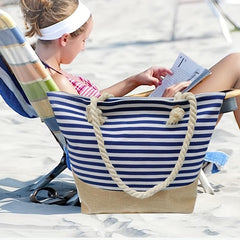 Large Beach Tote Bag Women's Zipper Shoulder Bag Portable Travel Storage