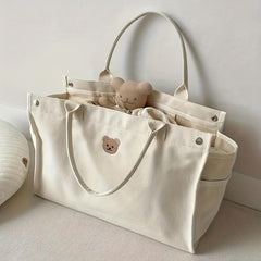 Large Capacity Canvas Diaper Bag Cartoon Baby Stroller Nappy Mommy Bag