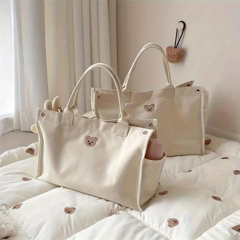 Large Capacity Canvas Diaper Bag Cartoon Baby Stroller Nappy Mommy Bag