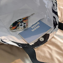Panda Printed Tote Bag Cartoon Animal Shoulder Bag Large Capacity Storage
