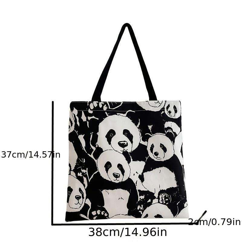 Panda Printed Tote Bag Cartoon Animal Shoulder Bag Large Capacity Storage