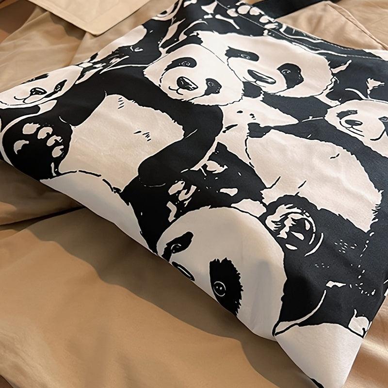 Panda Printed Tote Bag Cartoon Animal Shoulder Bag Large Capacity Storage