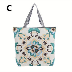 Boho Canvas Tote Bag Large Capacity Shoulder Bag