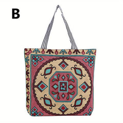 Boho Canvas Tote Bag Large Capacity Shoulder Bag
