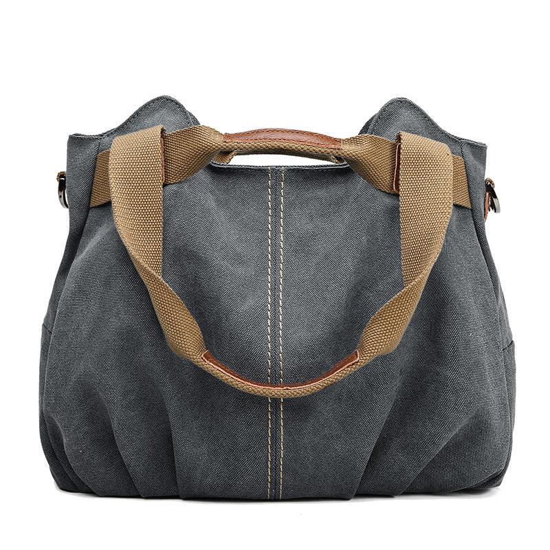 Casual Canvas Tote Bag Layer Shoulder Bag Vintage Storage Handbag