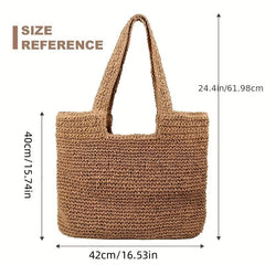 Straw Woven Large Capacity Tote Bag Lightweight Shoulder Bag