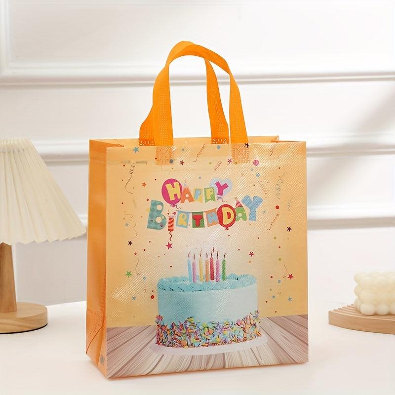4PCS Large Birthday Gift Bag Cake Print Colorful Tote Bag