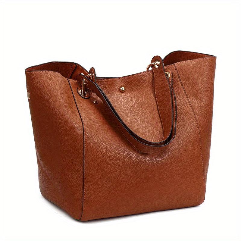 Minimalist Large Capacity Tote Bag Solid Shoulder Bag Women's Casual Handbag