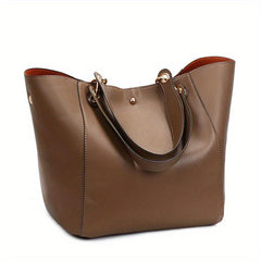 Minimalist Large Capacity Tote Bag Solid Shoulder Bag Women's Casual Handbag