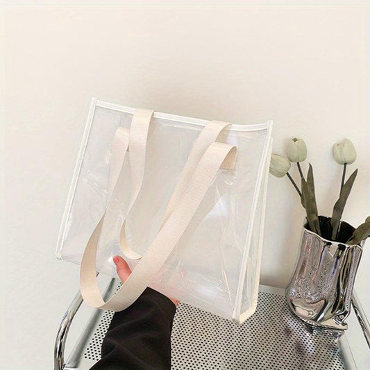Clear PVC Tote Bag Waterproof Summer Beach Shopping Bag