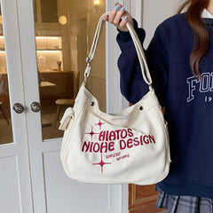 Preppy Style Letter Detail Tote Bag for Work & Travel