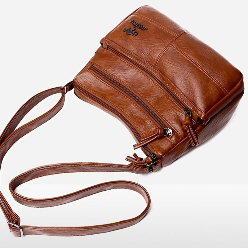 Shoulder Bag Large Capacity Faux Leather Crossbody Bag Zipper Purse