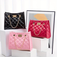 Quilted Handbag PU Leather Coin Purse Solid Phone Storage Bag