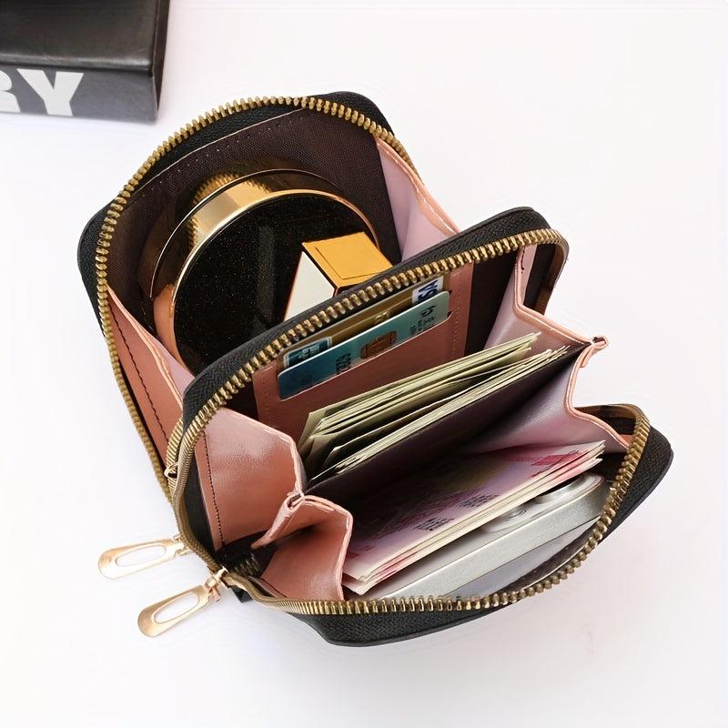 Love Pattern Zipper Purse Solid Crossbody Bag