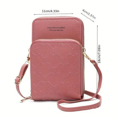 Love Pattern Zipper Purse Solid Crossbody Bag