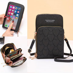 Love Pattern Zipper Purse Solid Crossbody Bag