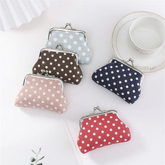 Polka Dot Kiss Lock Coin Purse Clutch Bag Convenient Earphone Coin Storage