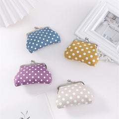 Polka Dot Kiss Lock Coin Purse Clutch Bag Convenient Earphone Coin Storage