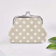 Polka Dot Kiss Lock Coin Purse Clutch Bag Convenient Earphone Coin Storage