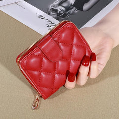 Argyle Quilted Coin Purse Foldable Clutch Bag Card Slots Short Wallet