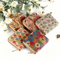 Vintage Flower Pattern Short Wallet Zipper Coin Purse Clutch Card Case