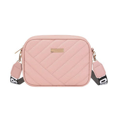 Quilted Square Crossbody Bag Metal Zipper Purse Faux Leather Shoulder Bag