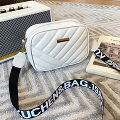Quilted Square Crossbody Bag Metal Zipper Purse Faux Leather Shoulder Bag