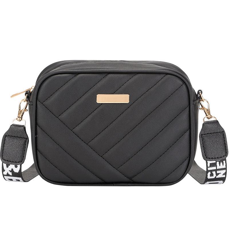 Quilted Square Crossbody Bag Metal Zipper Purse Faux Leather Shoulder Bag