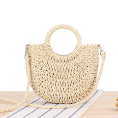 Rattan Woven Straw Beach Handbag Crossbody Bag
