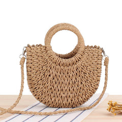Rattan Woven Straw Beach Handbag Crossbody Bag