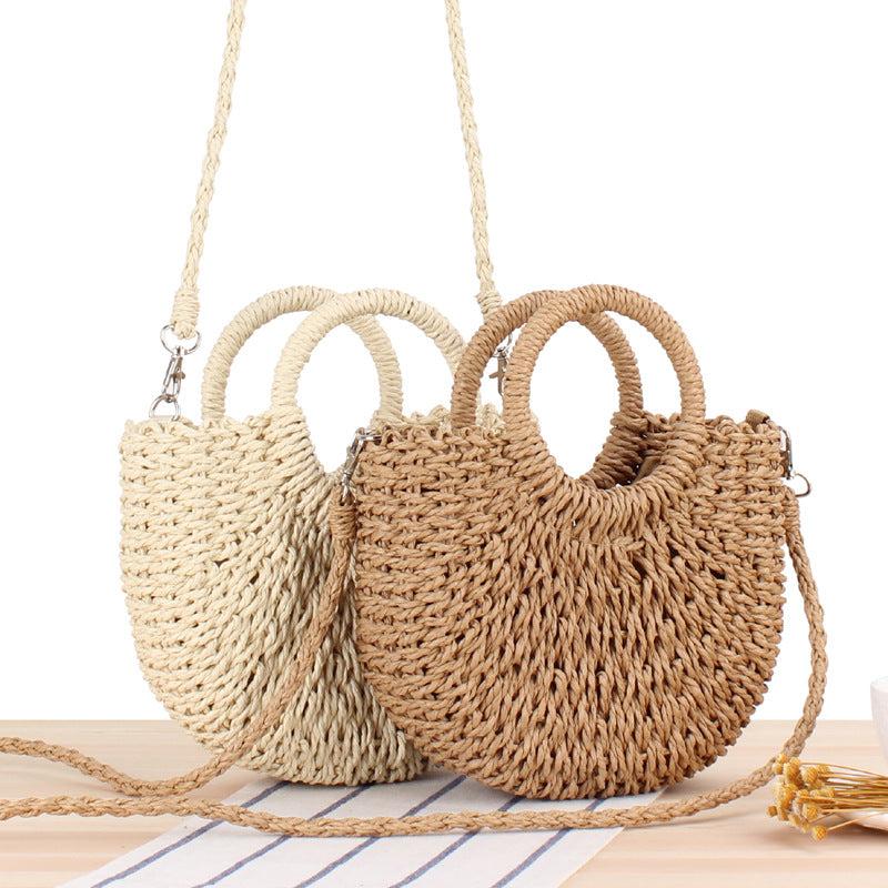 Rattan Woven Straw Beach Handbag Crossbody Bag