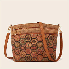 Vintage Flower Print Crossbody Bag Women's Tree Bark Pattern Purse