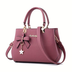 Bow Decor Handbags For Women Solid Crossbody Bag Satchel Purse