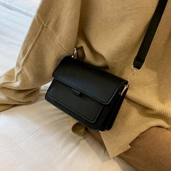Coffee Brown Mini Crossbody Bag Megnet Closure PU Leather Shoulder Bag