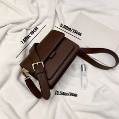 Coffee Brown Mini Crossbody Bag Megnet Closure PU Leather Shoulder Bag