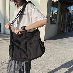Vintage Canvas Crossbody Bag Large Capacity Shoulder Bag