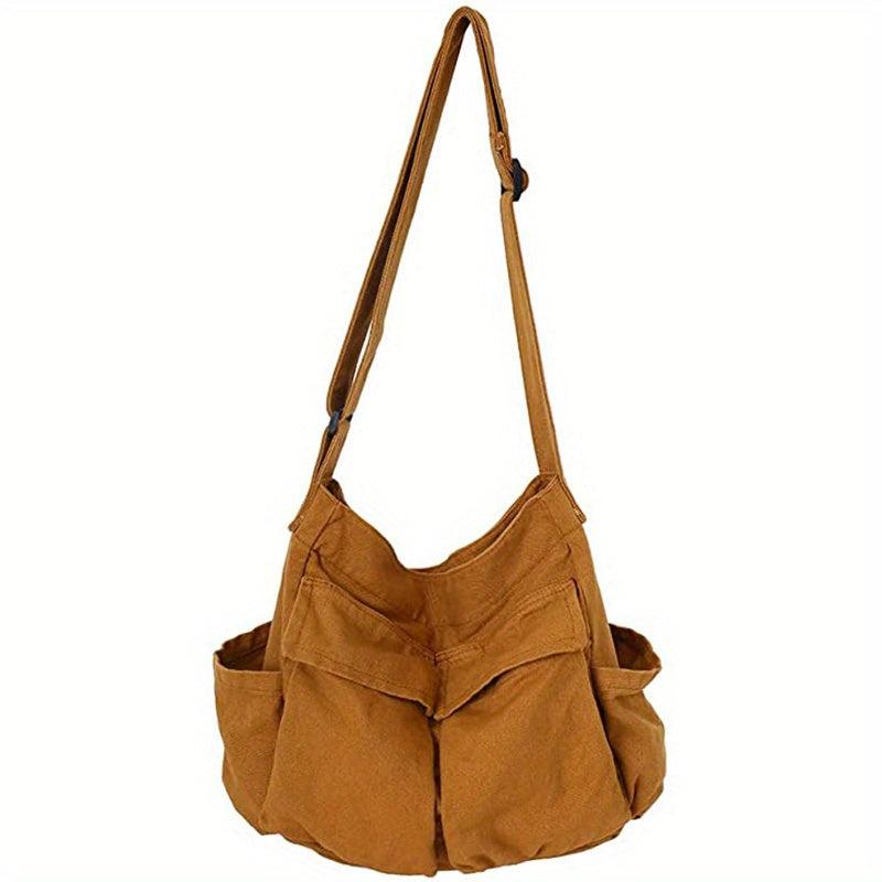 Vintage Canvas Crossbody Bag Large Capacity Shoulder Bag