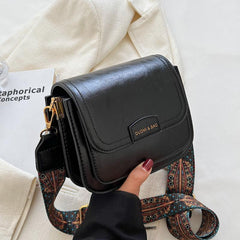 Vintage Pattern Crossbody Bag with Wide Strap