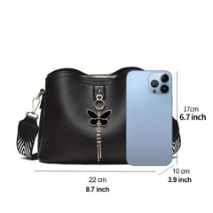 Geometric Strap Crossbody Bag Women's Faux Leather Shoulder Bag